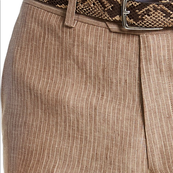 Bar III Men’s Slim Fit Tan Pinstripe Linen Suit Pants Created for Macy’s - Picture 8 of 10